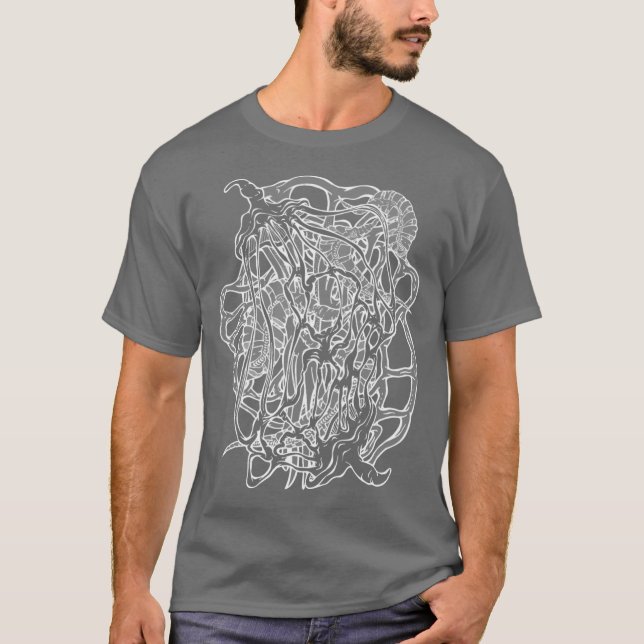 Camiseta Mente derreter triquete Abstrato preto e branco (Frente)