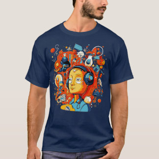 Camiseta Mente digital Ilustração vibrante e divertida de