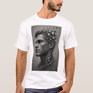 Camiseta Mente Fragmentada   Mosaico Micro 3D Abstrato Masc