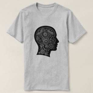 Camiseta Mente Mecânica - Ilustração Da Cabeça Do Motor