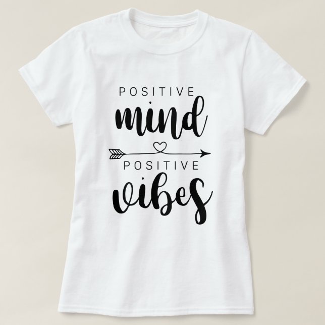 Camiseta Mente positiva Vibrações positivas (Frente do Design)