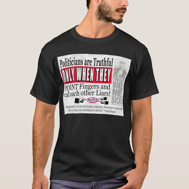 Camiseta Mentira dos políticos - roupa escuro (Frente)