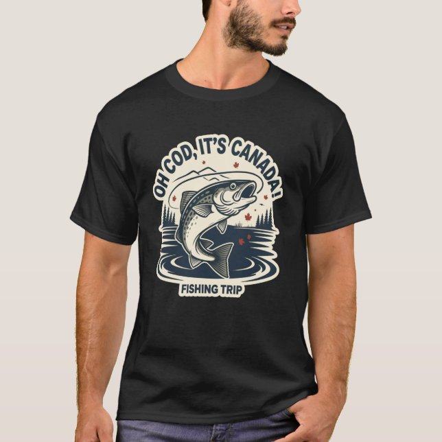 Camiseta Menu2019s Viagem de Pesca no Canadá Humor com Amig (Frente)