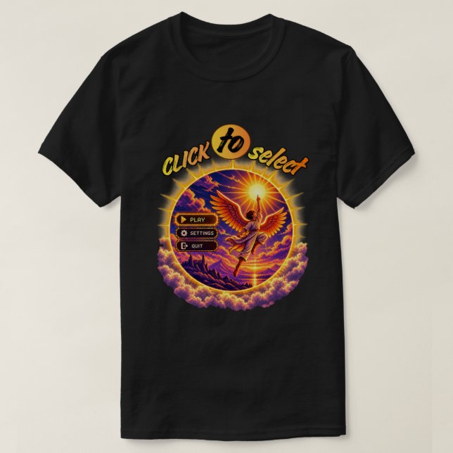 Camiseta Menu de Jogo Pixel Retrô Divertido (Frente do Design)
