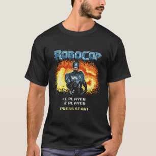 Camiseta Menu Iniciar Jogo Robocop Retrato Pixelado