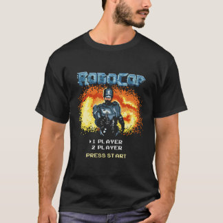 Camiseta Menu Iniciar Jogo Robocop Retrato Pixelado