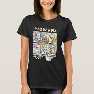 Camiseta Meow ABCs Design de Aprendizado de Alfabeto de Ga