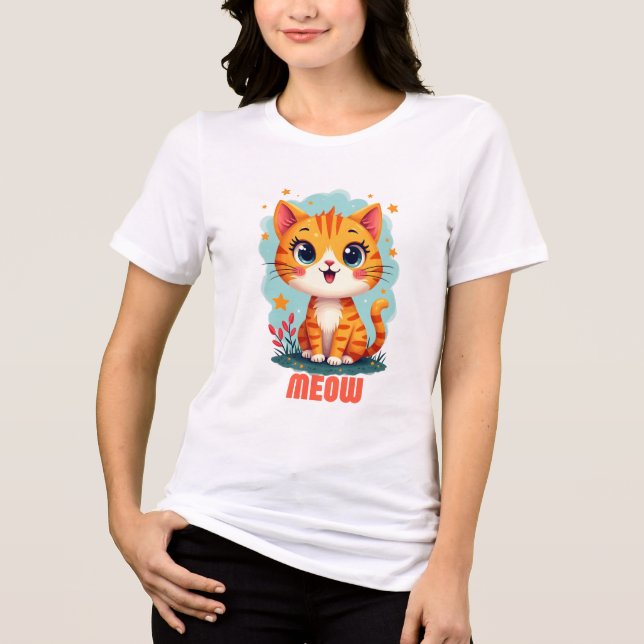 Camiseta Meow Bella + Canvas Camisa-T feminina - Puramente (Frente)