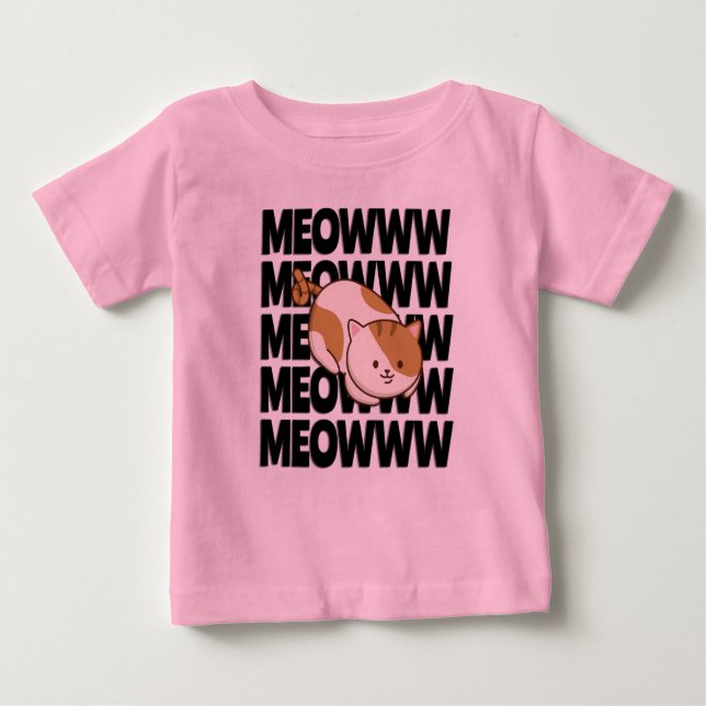 Camiseta Meow Cat Baby Fine Jersey (Frente)