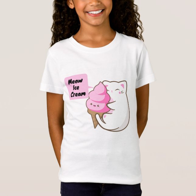 Camiseta Meow Cat Love Sorvete (Frente)
