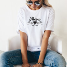 Meow Cat Mustache Nariz Coração Engraçado Minimali