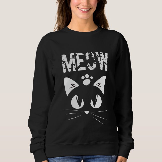 Camiseta Meow CAT Short Sleeve Round Neck Summer (Frente)
