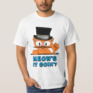 Camiseta MEOW ESTÁ INDO? Gato de Cartoon Mustache do Señor
