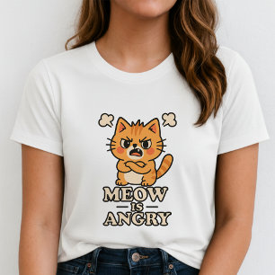 Camiseta Meow Is Angry; Presente de Gato Tabby Zan