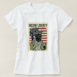 Camiseta Meow Liberty - Style Grunge Estátua de Gato da Lib