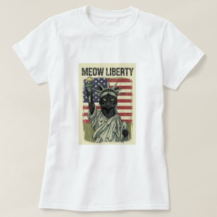 Camiseta Meow Liberty - Style Grunge Estátua de Gato da Lib