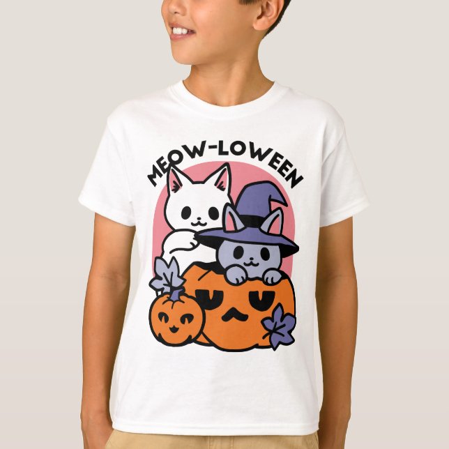 Camiseta Meow-Loween - Design de Gato de Halloween (Frente)