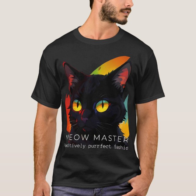 Camiseta Meow Master | Camisa-T de gato escuro (Frente)