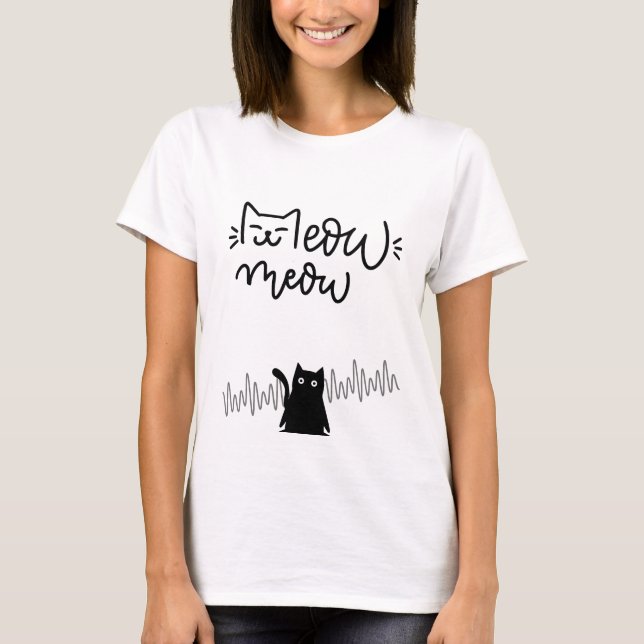 Camiseta Meow Meow Gato Gato Bonito Cardíaco (Frente)