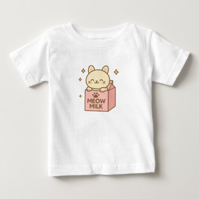 Camiseta Meow Milk Magic – Cute Cat in a Carton  (Frente)