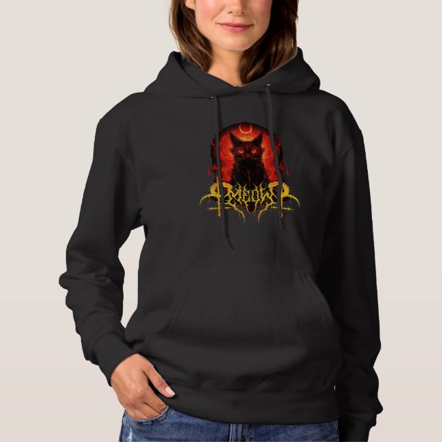 Camiseta Meow Satanic Cat Black Design (Frente)