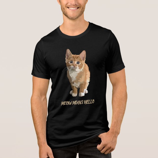 camiseta meow significa olá (Frente)