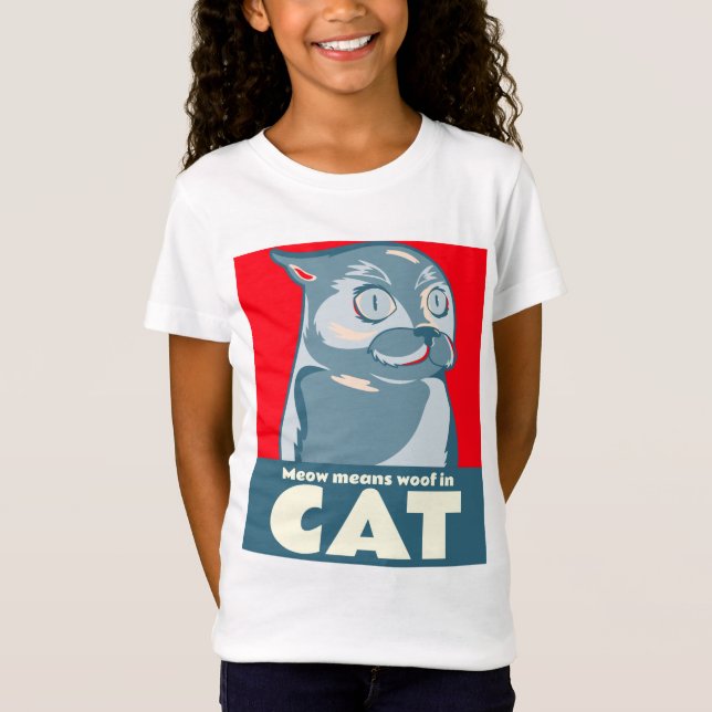 Camiseta Meow significa woof na citação engraçada de gato " (Frente)