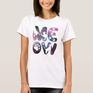 Camiseta Meow - Silhuettes de Gato e Design de Impressões d