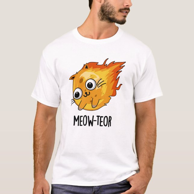 Camiseta Meow-teor Engraçado Meteor Pun (Frente)