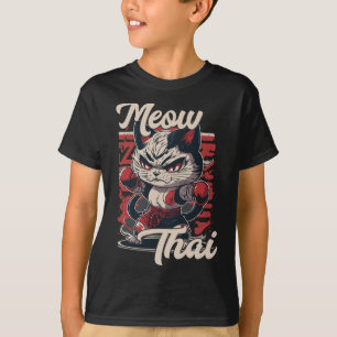 Camiseta Meow Thai Fighight Cat Muay Thai Boxgata Para Home