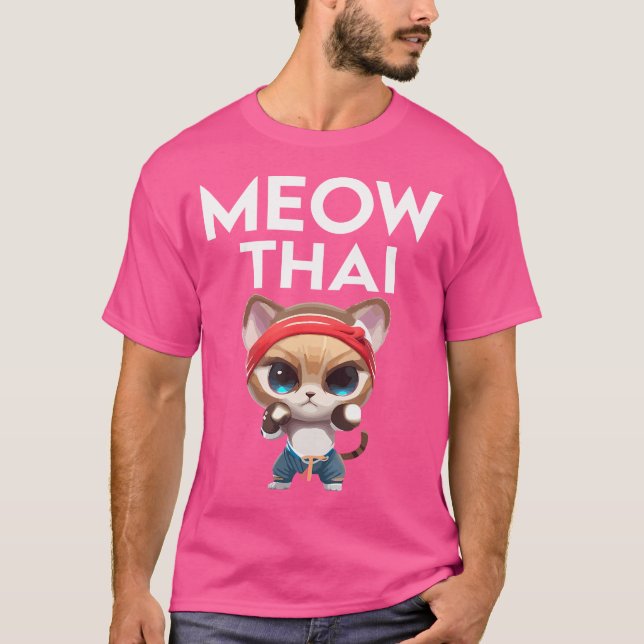Camiseta Meow Thai Karate Cat Para Muay Thai Fighter Thai B (Frente)