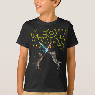 Camiseta Meow Wars - Space Cat - Laser Cat - Engraçado Cat