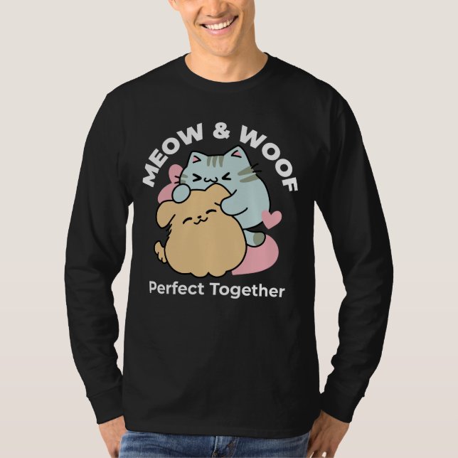 Camiseta Meow & Woof Perfect Toga - Gato e Cachorro Bonitos (Frente)