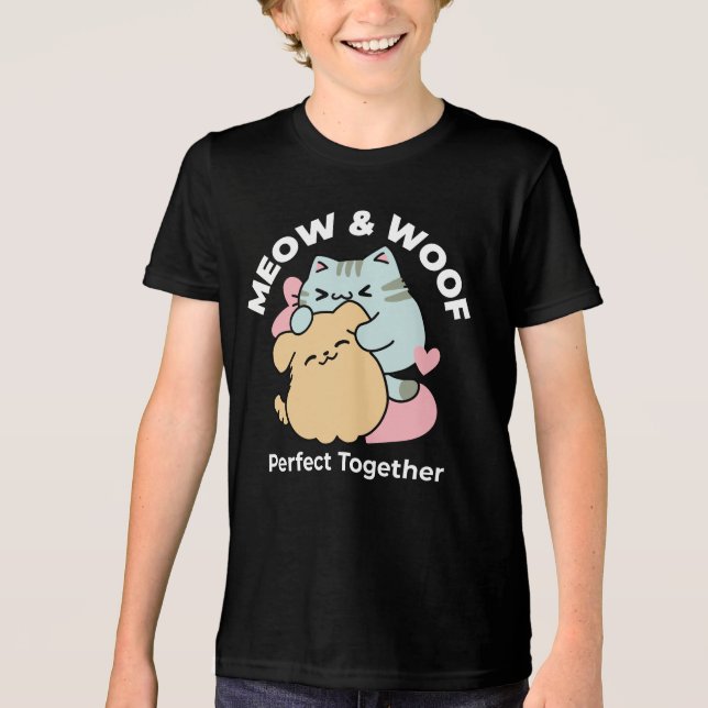 Camiseta Meow & Woof Perfect Toga - Gato e Cachorro Bonitos (Frente)