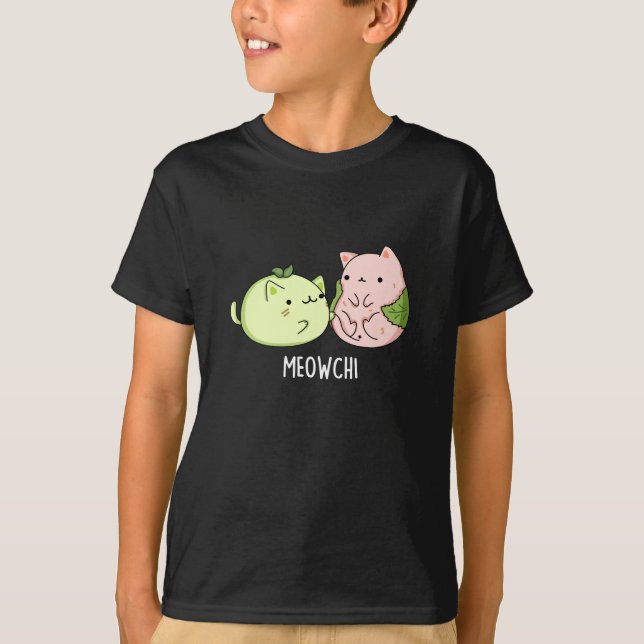 Camiseta Meowchi Funny Mochi Pun Dark BG (Frente)