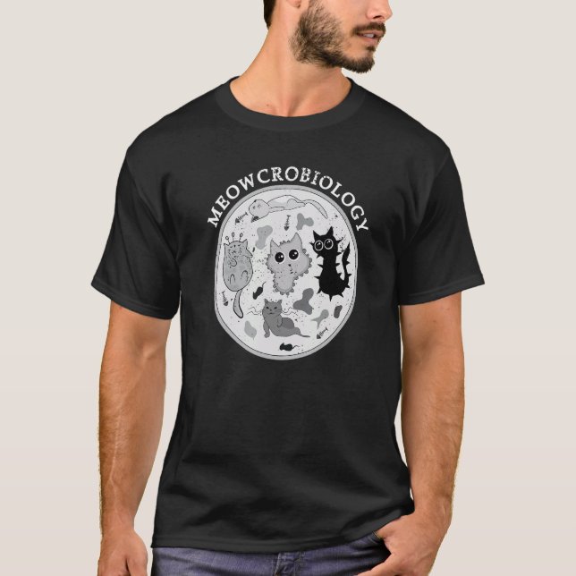 Camiseta Meowcrobiology Cat Distingue Bactérias Microbiólog (Frente)