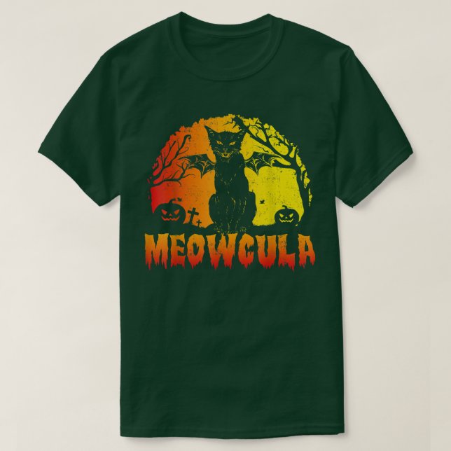 Camiseta Meowcula Black Cat Halloween (Frente do Design)