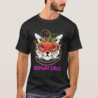 Camiseta Meowdi Gras Cute Cat Engraçado Mardi Gras Costume