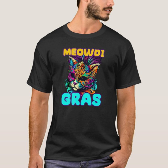 Camiseta Meowdi Gras Mardi Gras Cat (Frente)