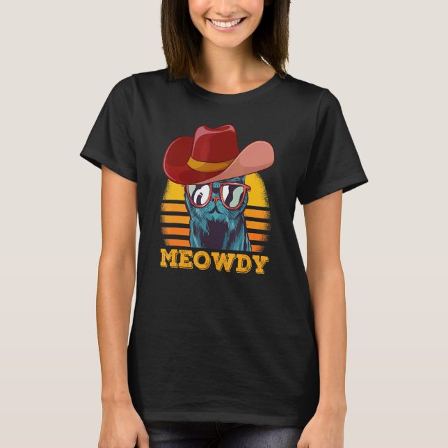 Camiseta Meowdy Cat Meming Corresponding Meow e Howdy Count (Frente)