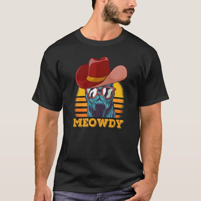 Camiseta Meowdy Cat Meming Corresponding Meow e Howdy Count (Frente)