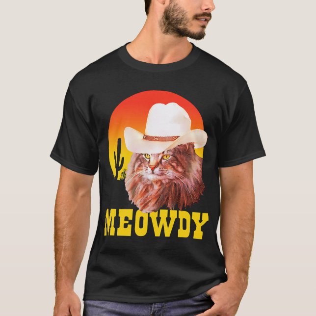 Camiseta Meowdy! Engraçado Música country Cat Vintage (Frente)