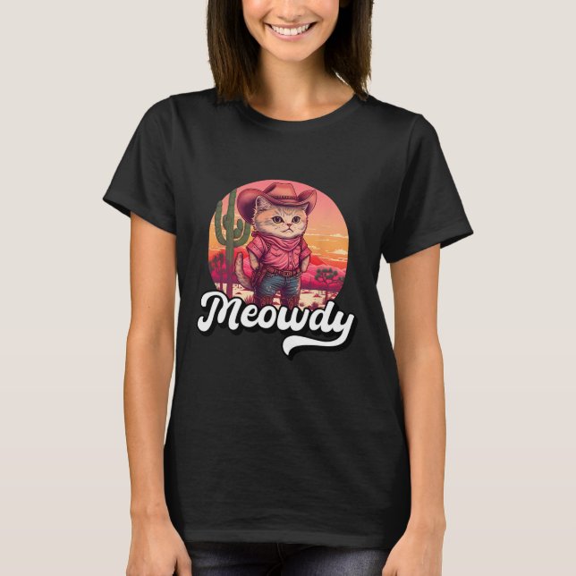 Camiseta Meowdy Texas Cat Meme Country Music Cowgirl Cute C (Frente)