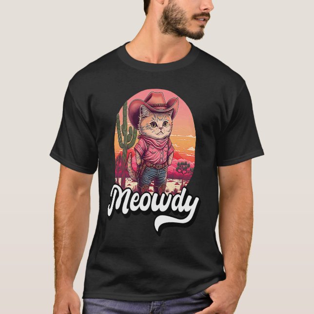 Camiseta Meowdy Texas Cat Meme Country Music Cowgirl Cute C (Frente)