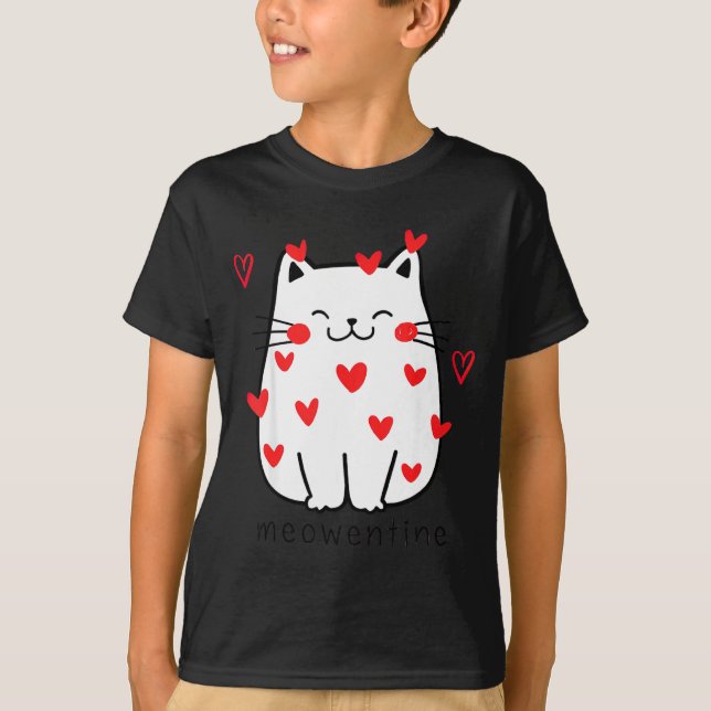 Camiseta Meowentine Cute Cat Valentines Day Men Women Cat D (Frente)
