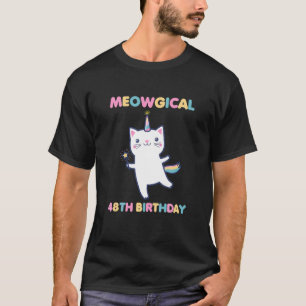 Camiseta Meowgical 48H Aniversário Kitty 48 Anos de Idade