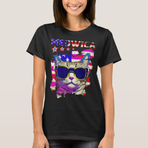 Camiseta Meowica 4 de julho Cat American Flag USA Patriot