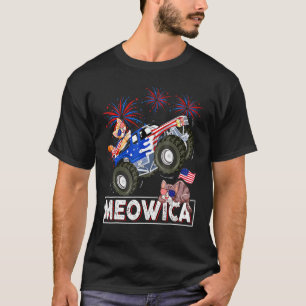 Camiseta Meowica 4 de julho Gata Monstro Caminhões American