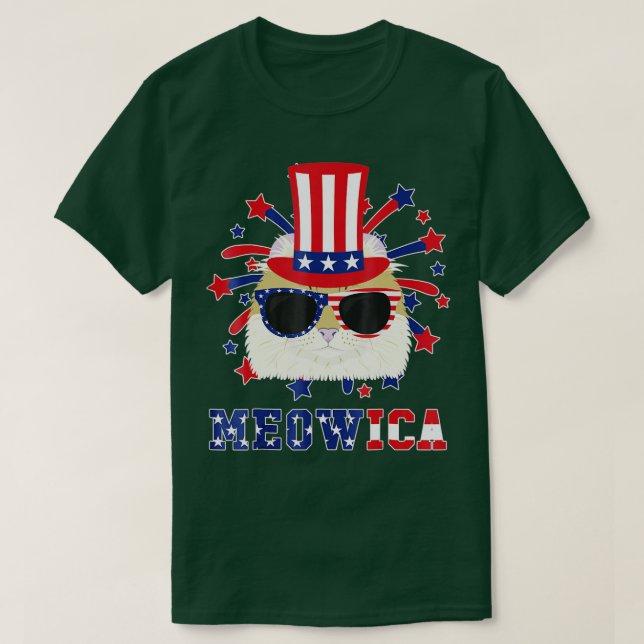 Camiseta Meowica American Curl Cat. 4 De Julho (Frente do Design)