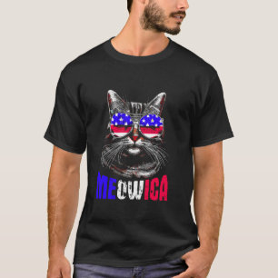 Camiseta Meowica Amor de Gato - Patriótico Bandeira America